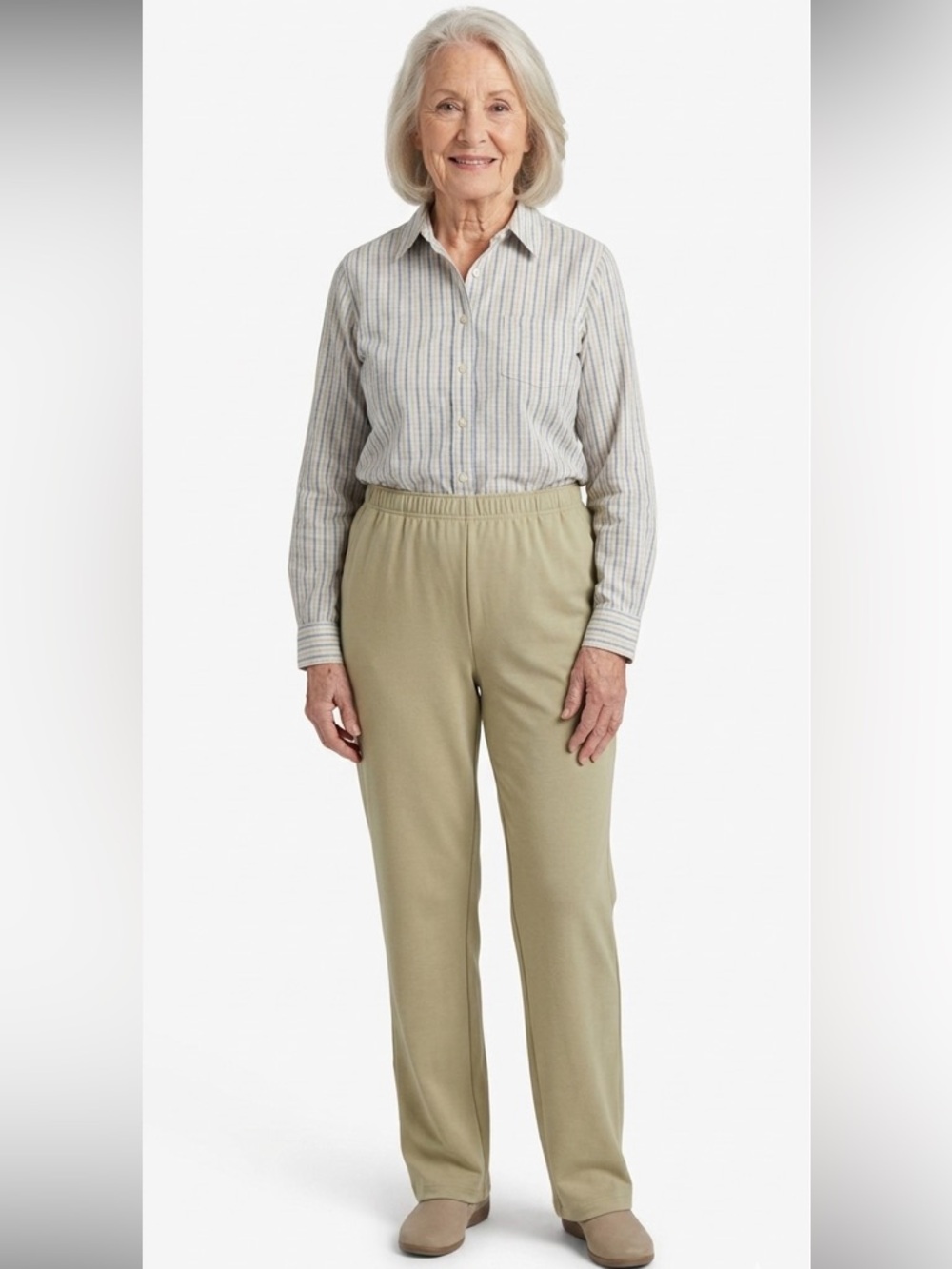 Classic Editions, PLUS SIZE Size LARGE long sage Green Pants with elastic waist